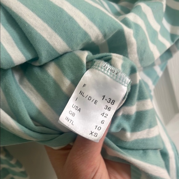 Saint James Green and White Striped Long Sleeve Shirt - Picture 5 of 16